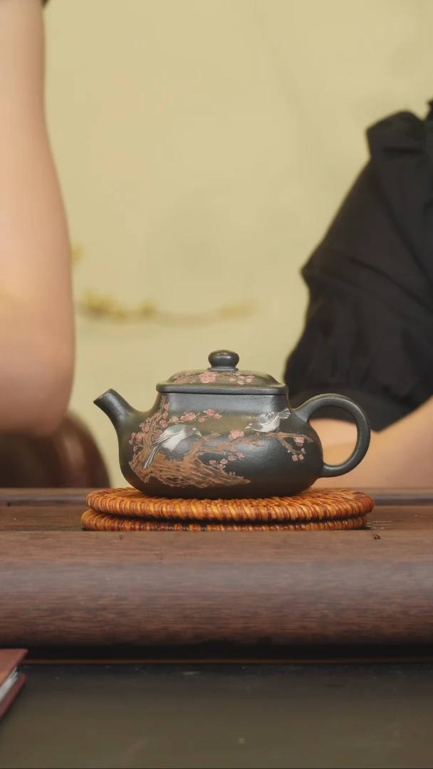 茶壶紫砂丁雪英老师   顾氏墨绿泥 四方乾坤200cc