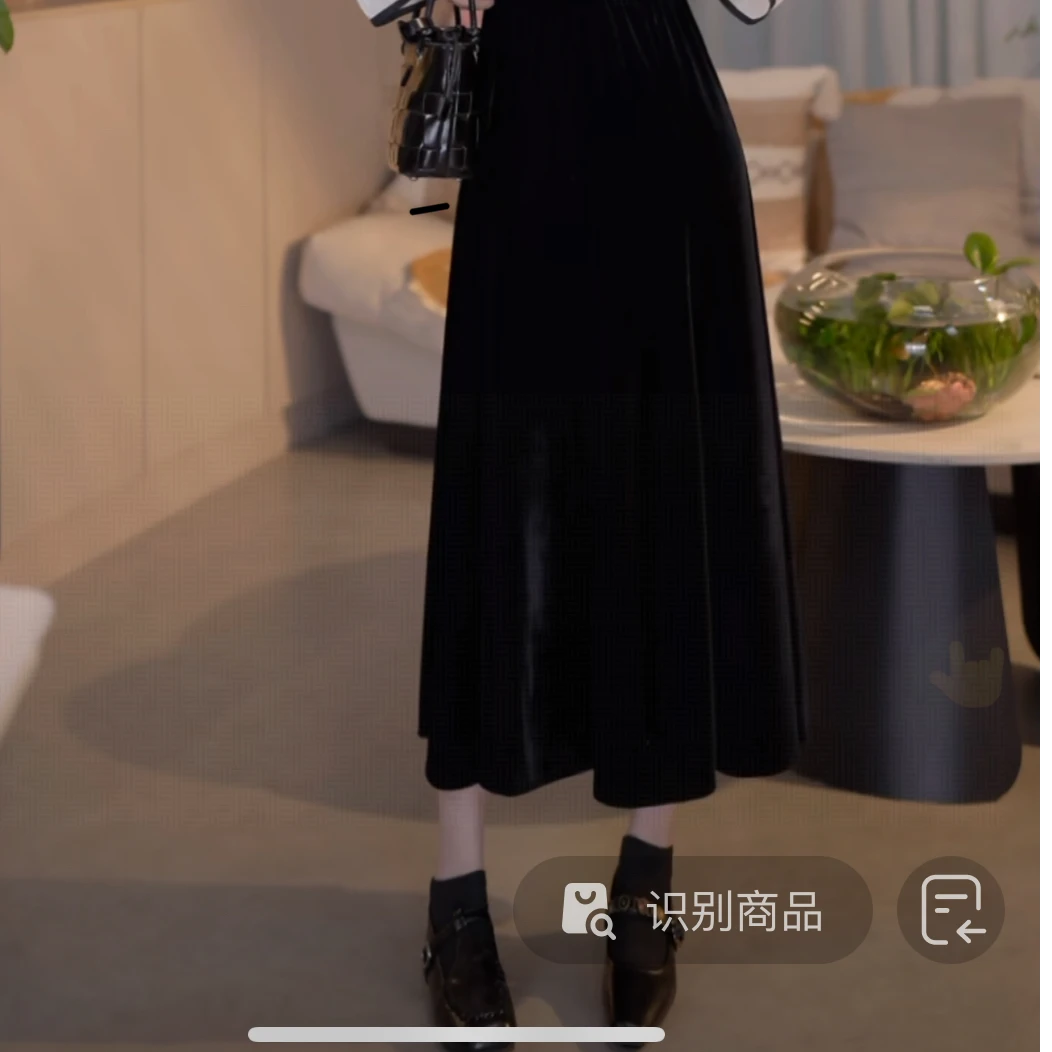 『休闲丝绒X』简约设计百搭时尚高品质半身裙9122