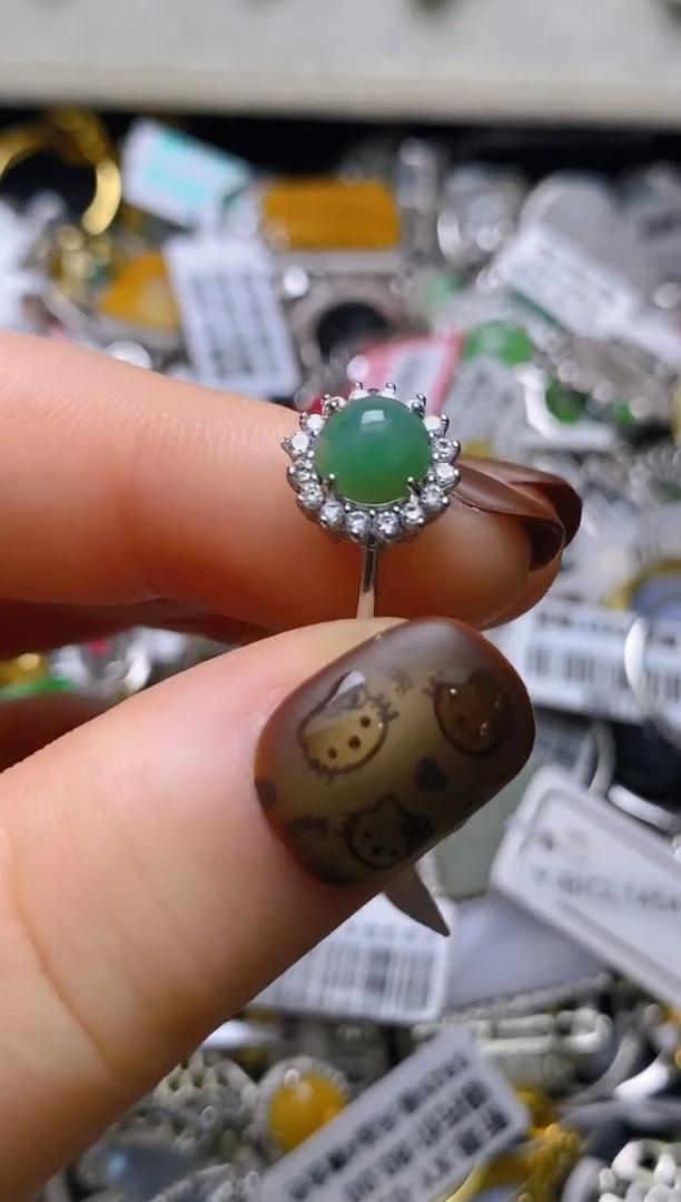 银S925镶嵌戒指翡翠百内无证书