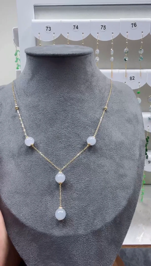 项链18K金镶嵌翡翠缅甸天然A货翡翠