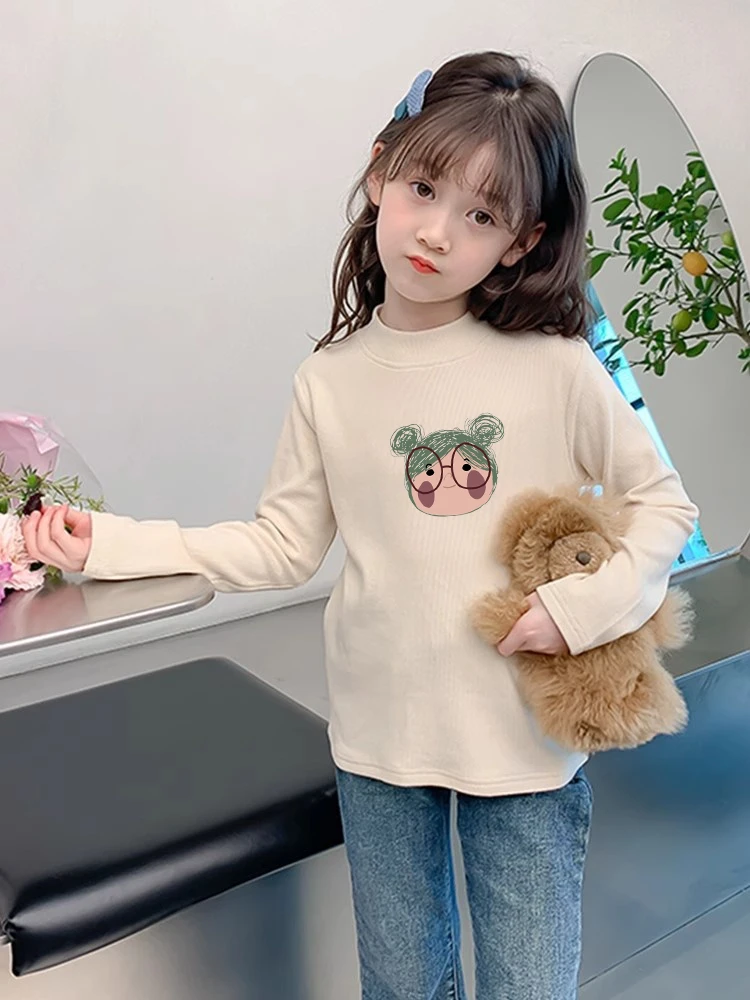 儿童德绒打底衫秋冬款内搭半高领女宝宝女童洋气百搭保暖上衣