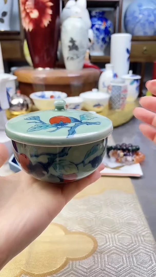 【闪购商品】盘色锅岛青山柿子盖杯