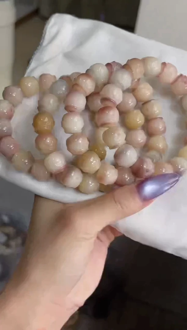 菩提根/象牙果手串c12紫美人玉化蜜罐13*14手串