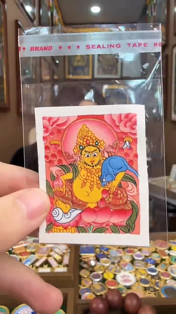 吊坠黄财神-纯手绘唐卡