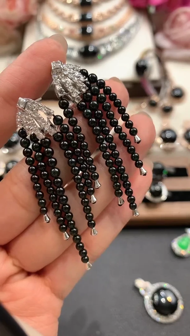 18K金镶嵌翡翠耳饰Y**.q44