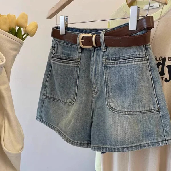 牛仔短裤女美式复古辣妹裤子夏季大码短裤高腰显瘦热裤外穿短裤