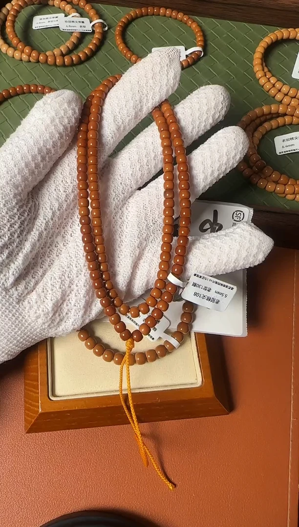 手串橄榄核5.5mm SS级老挝核尖老型108 三花 高油高密 精工归圆