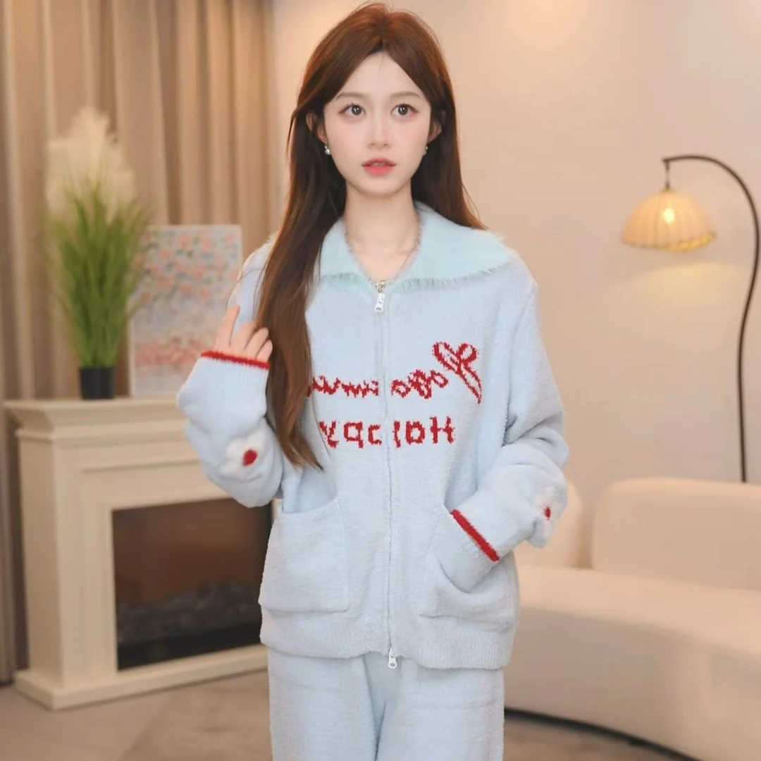 板栗小姐【雨季】2025冬季长袖甜美风软绵绵睡衣女套装可外穿