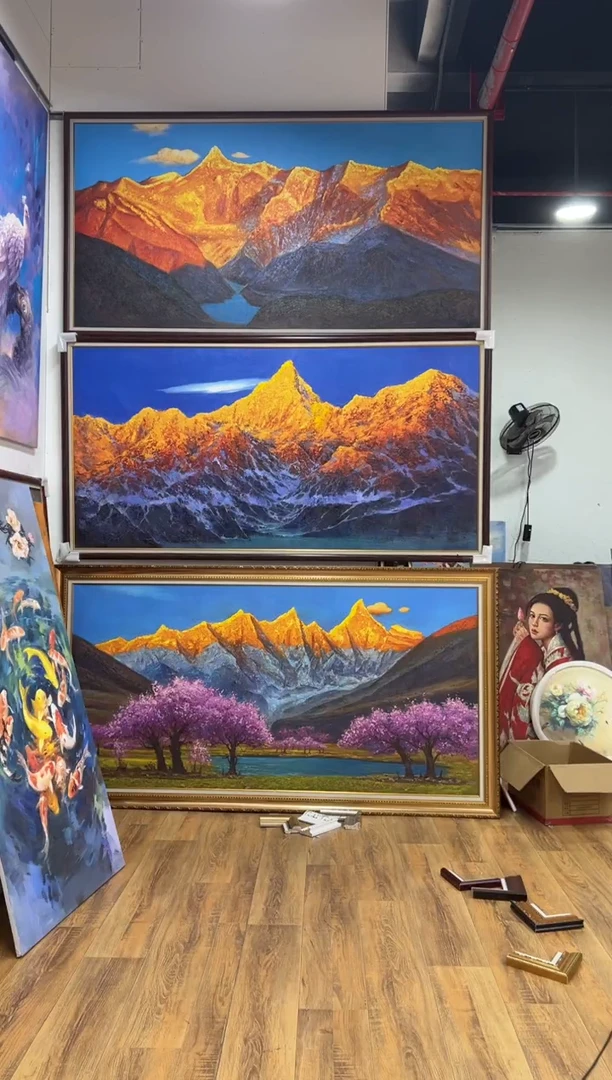 油画春***客金山办公室客厅茶室玄关客厅挂画油画版画