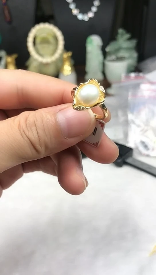 钛钢戒指淡水珍珠戒指