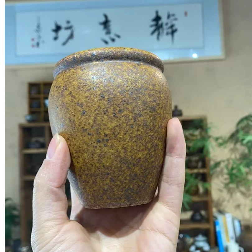 高温定窑粗瓷鎏金瓮杯喝水杯喝茶杯