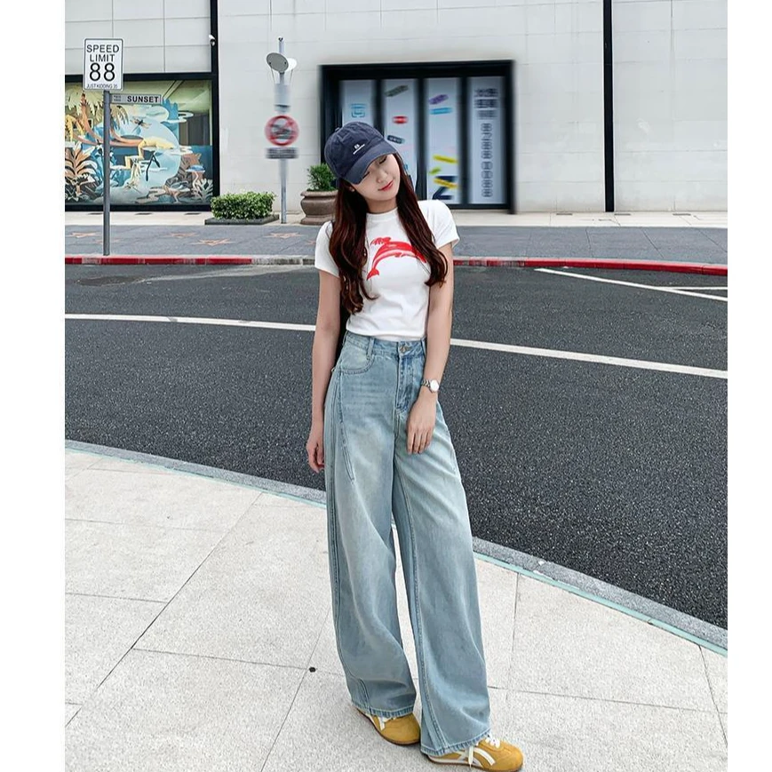 【运险+莱赛尔】夏季超薄款牛仔裤女窄版弯刀裤宽松显腿长