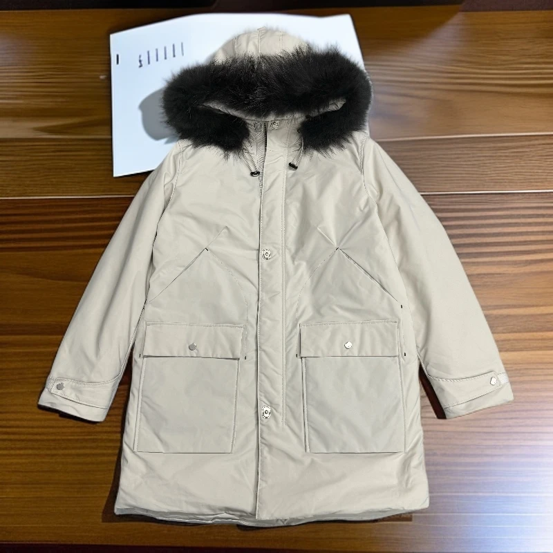 中长款羽绒服男冬季新款连帽简约保暖百搭保暖外套3638