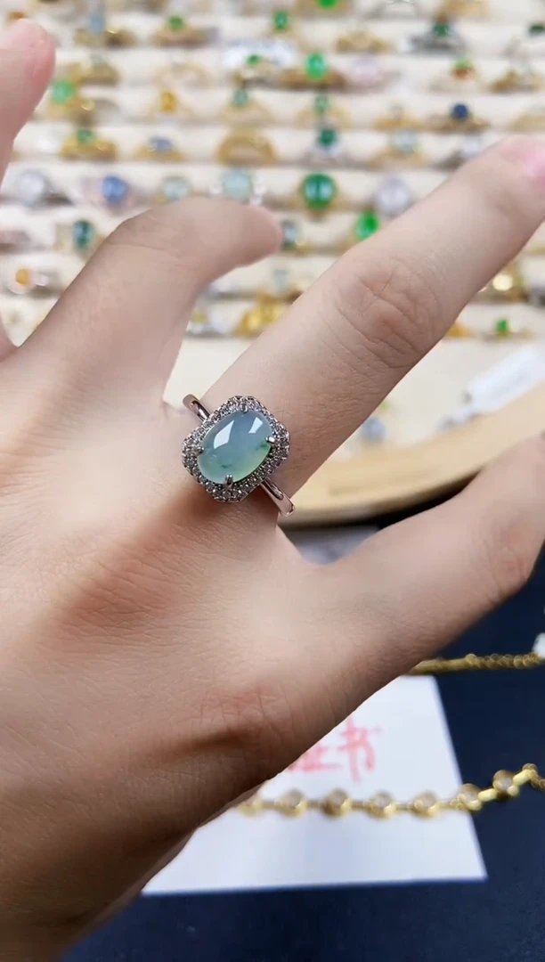 翡翠戒指银S925镶嵌56898