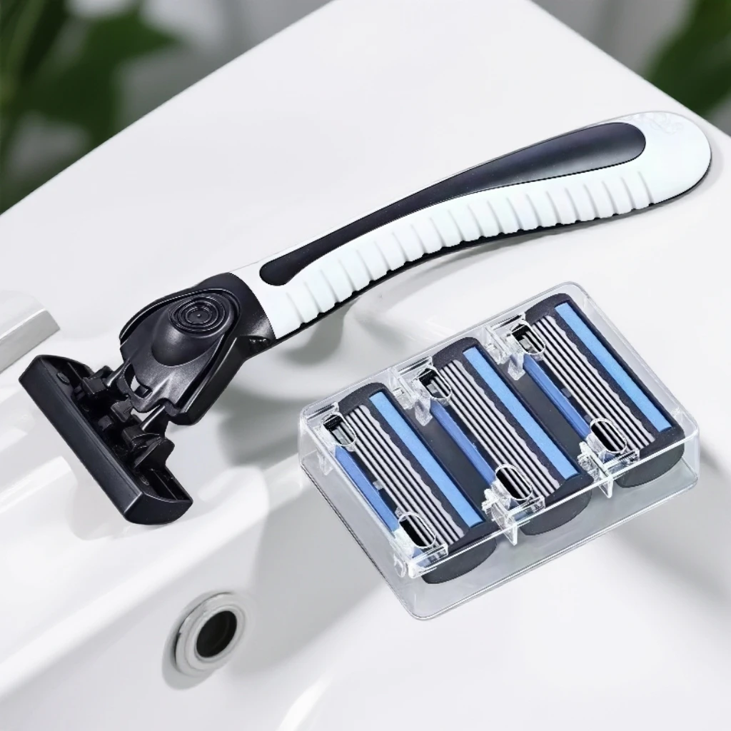 吉利克进口6层手动剃须刀手动刮胡刀六层替换刀头胡子刀剃须刀片