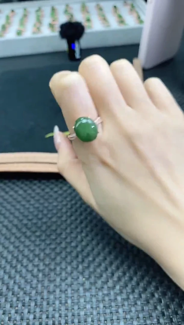 银S925镶嵌戒指和田玉4