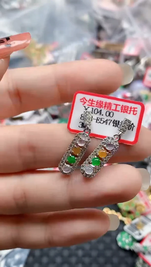 银S925镶嵌戒指翡翠天然A货缅甸翡翠