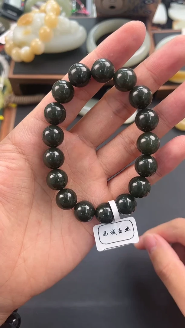 未镶嵌手串和田玉若羌青玉手串卡12微色差
