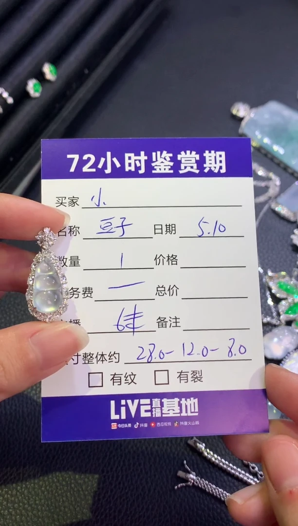 翡翠18K金镶嵌颈饰豆子