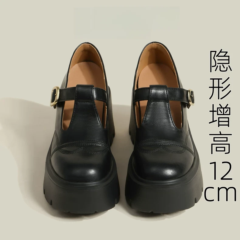 玛丽珍鞋黑色女内增高12cm小个子超高跟小皮鞋单鞋小码鞋子3334