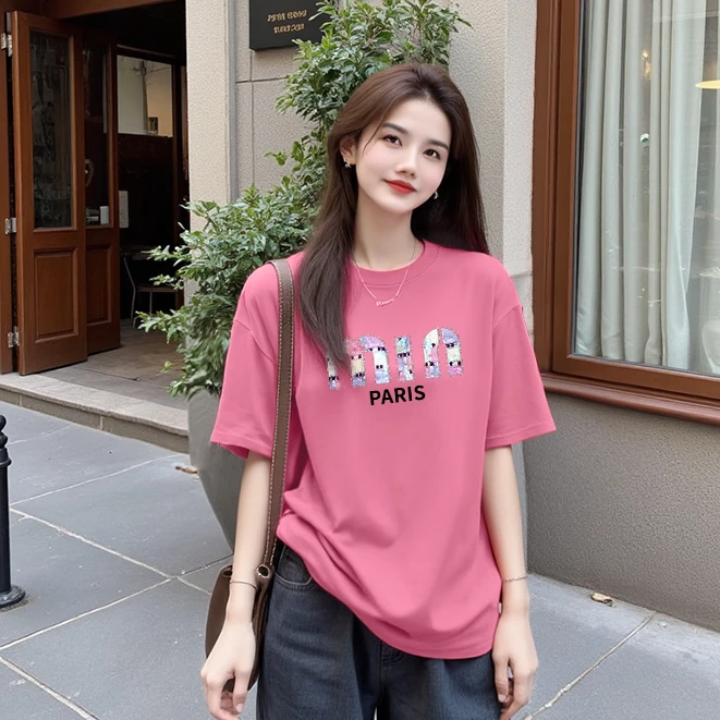 【乌托邦】纯棉夏季短袖T恤休闲宽松显瘦印花圆领时尚休闲百搭上衣