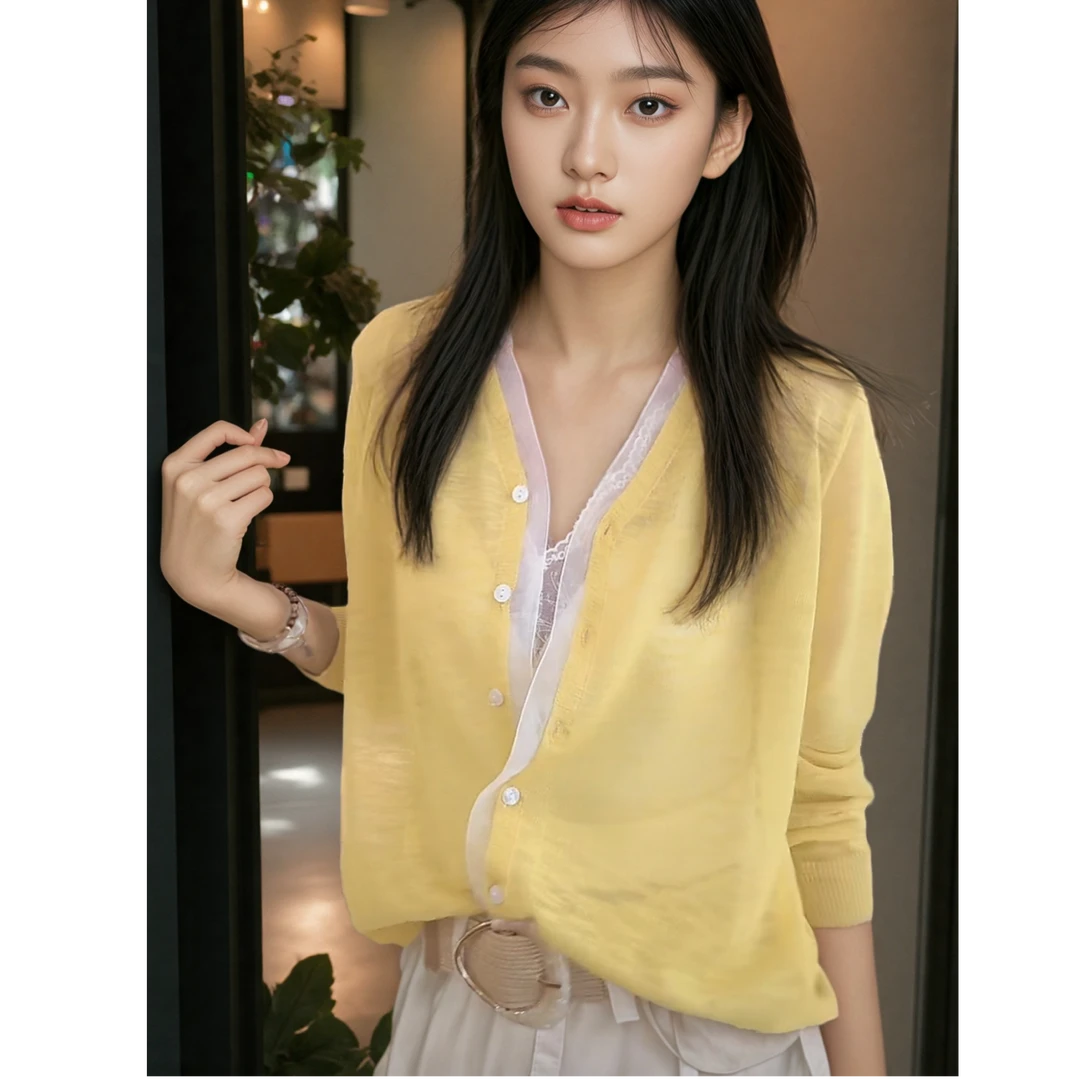 设计感洋气温柔减龄竹节麻防晒上衣2025夏季慵懒宽松显瘦针织开衫