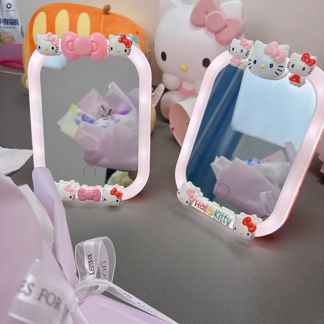 Hellokitty化妆镜桌面LED台式梳妆镜公主镜女生宿舍凯蒂猫补妆镜