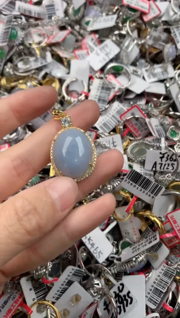 银S925镶嵌戒指翡翠555   7