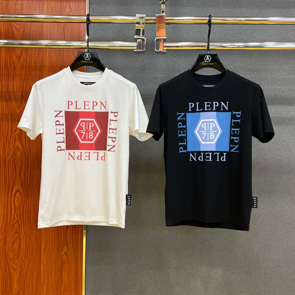 PLIPHPP PLEPN高级红蓝双标立体设计夏季百搭修身时尚休闲短袖T恤