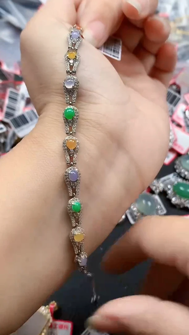 银S925镶嵌戒指翡翠天然A货缅甸翡翠