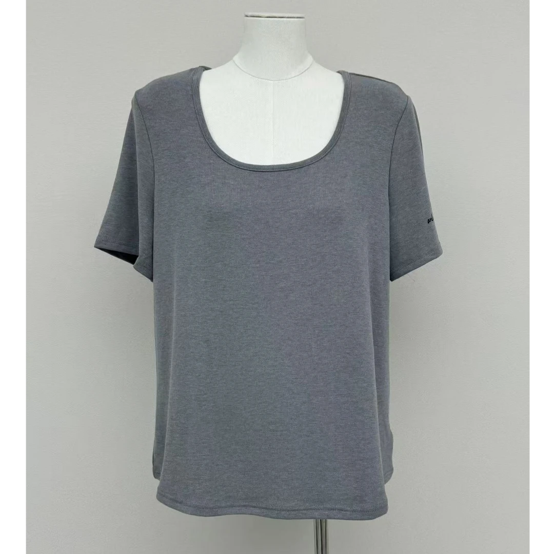 XIE4  简约百搭方领纯色面膜短袖68202