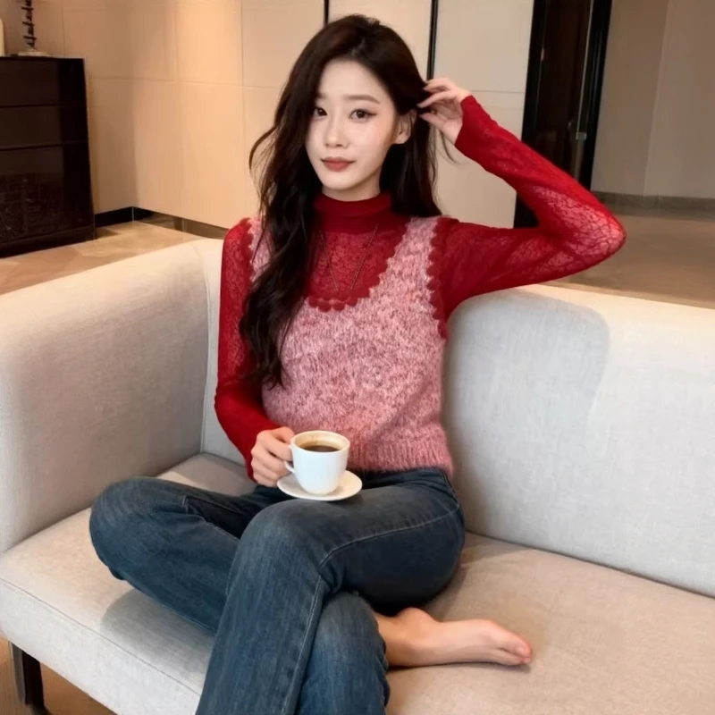 小香风气质红色针织马甲背心女2026春季韩系氛围感穿搭叠穿上衣