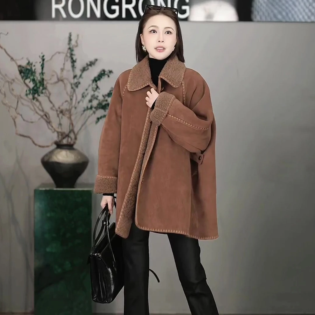 溶溶【斐济日落】RONGRONG 绵羊毛绒毛内里极简复古风外套MYKS5356