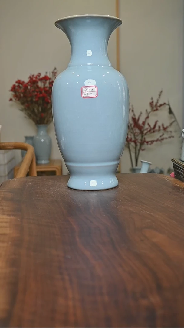 【闪购商品】其他672#微瑕天青釉朱家汝窑款观音瓶