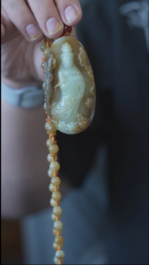 颈饰未镶嵌和田玉观音