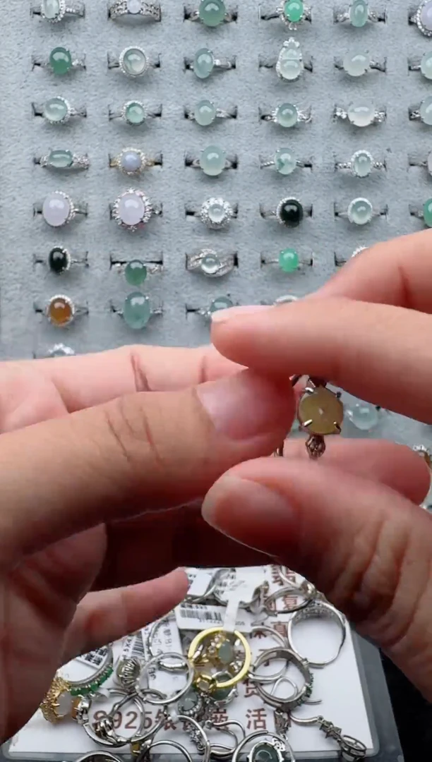 银S925镶嵌戒指翡翠11