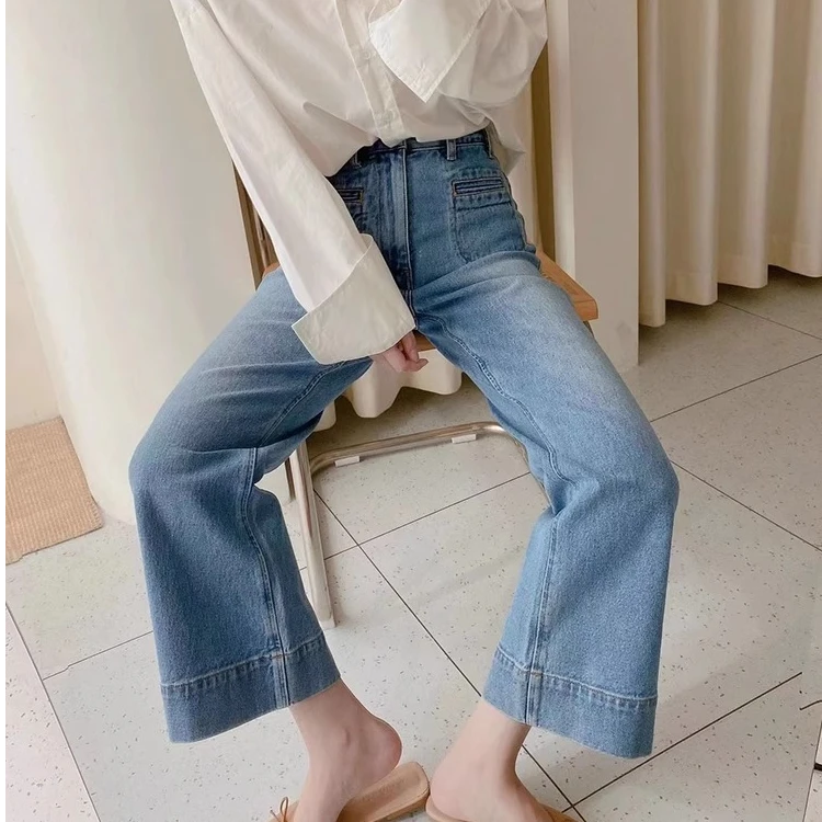 【直播链接默认微瑕疵】NO退NO换2025春季高腰弹力直筒微喇牛仔裤