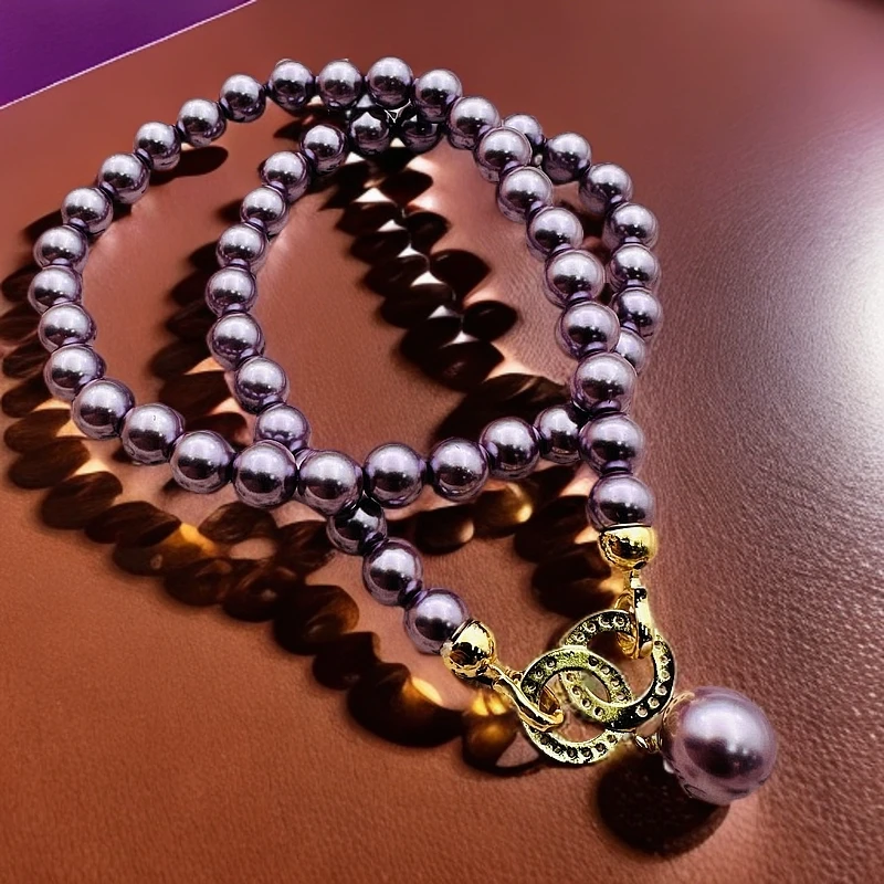 【为民珠宝】(时尚礼盒)幻梦罗兰紫马贝珠典雅合金镶嵌颈饰 BX19945