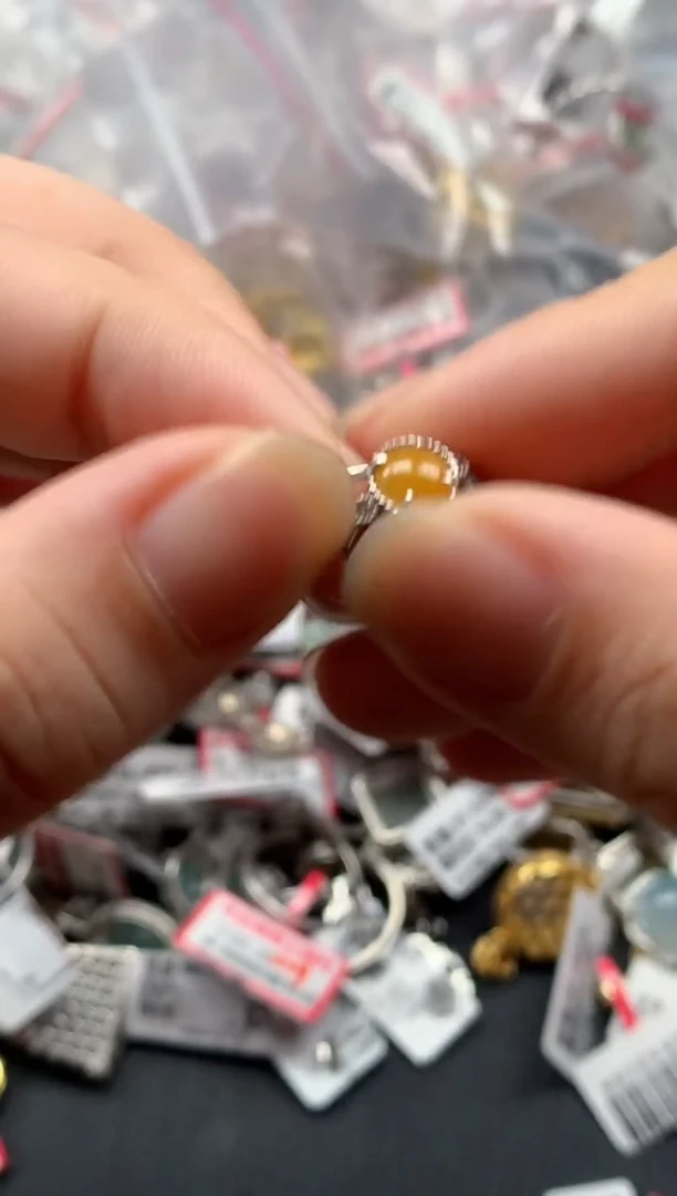 银S925镶嵌戒指翡翠天然A货缅甸翡翠