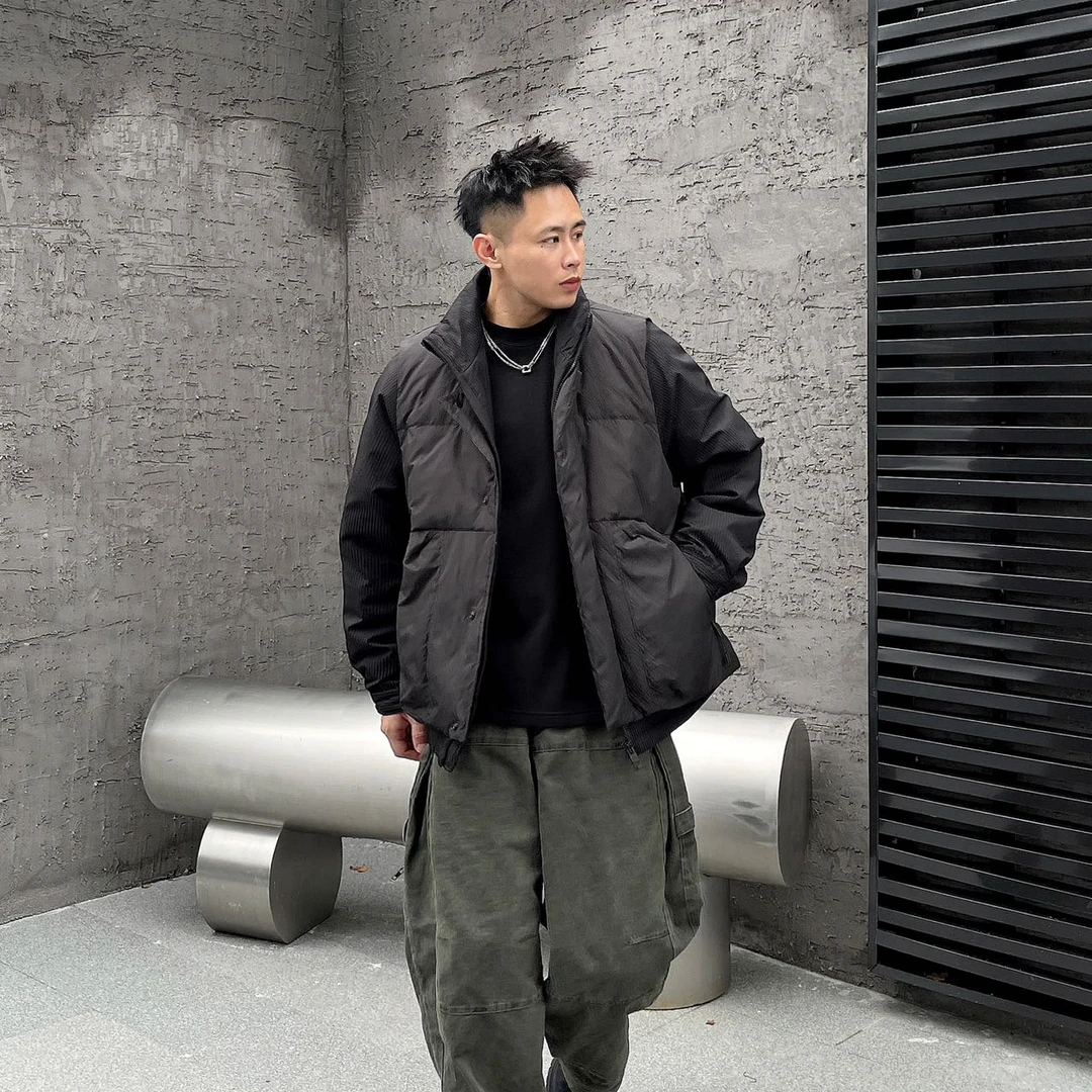 SY202490白鸭绒男士可拆卸真两件潮流休闲立领外套羽绒服5518