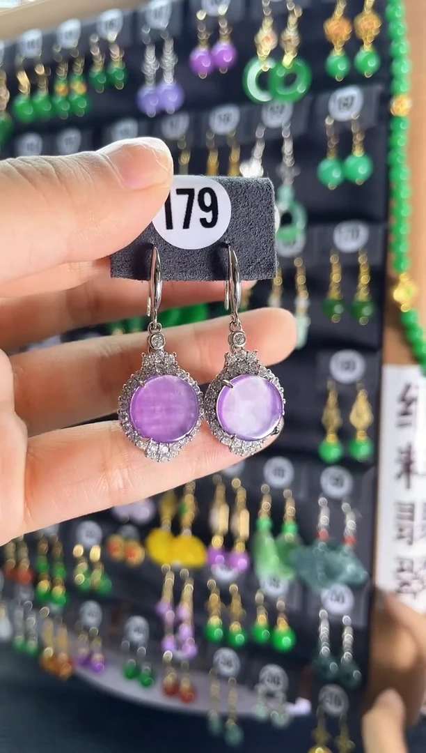 【闪购商品】翡翠耳饰银S925镶嵌179