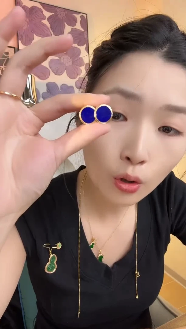 青金石银S925镶嵌耳饰耳饰