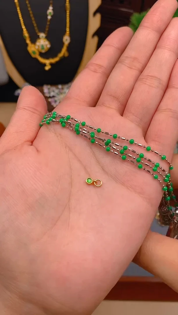 【闪购商品】翡翠项链银S925镶嵌银色碎银几两项链1条