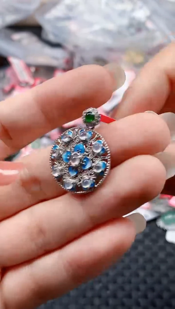 银S925镶嵌戒指翡翠天然A货缅甸翡翠