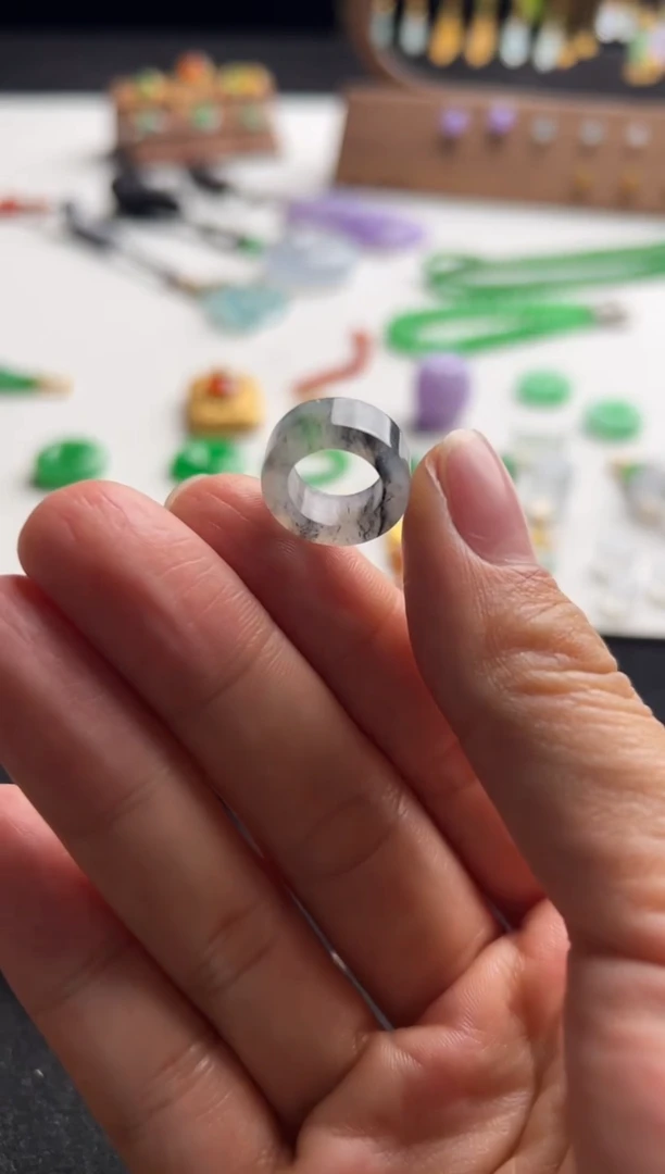 【闪购商品】定制翡翠未镶嵌乌鸡飘花跑环280-xds 清！1