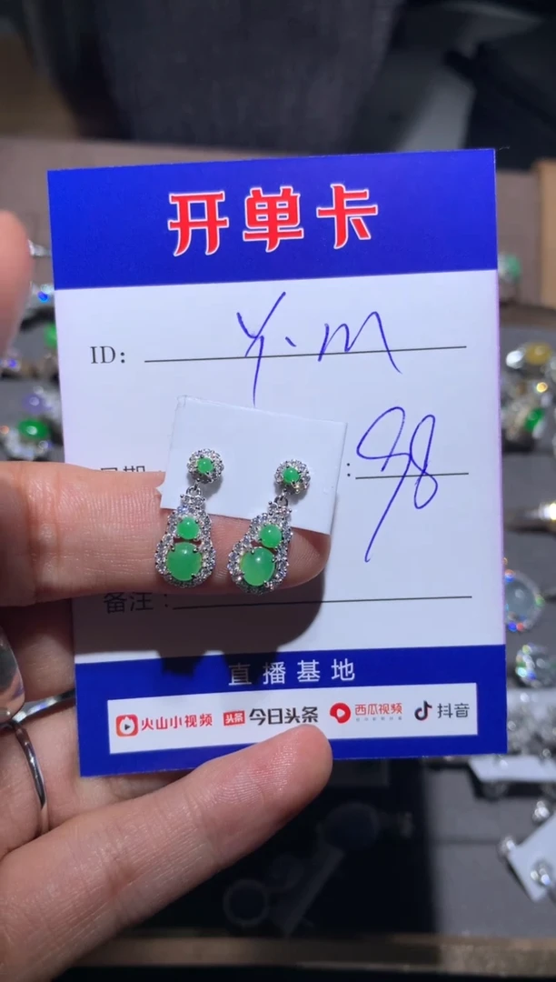 【闪购商品】翡翠耳饰银S925镶嵌 定向 Y.m