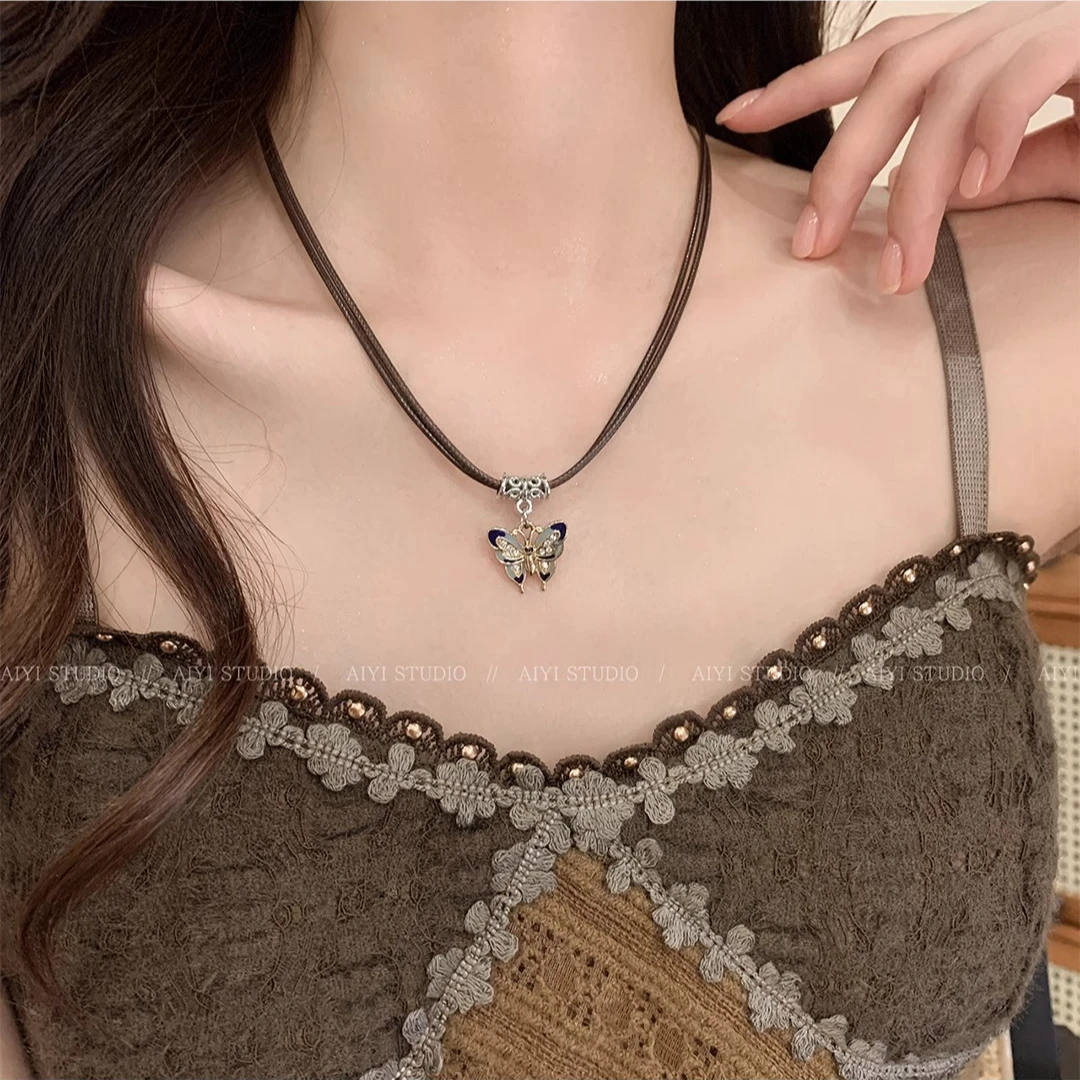 合金项链 复古蝴蝶民族风百搭轻奢小众气质锁骨项链