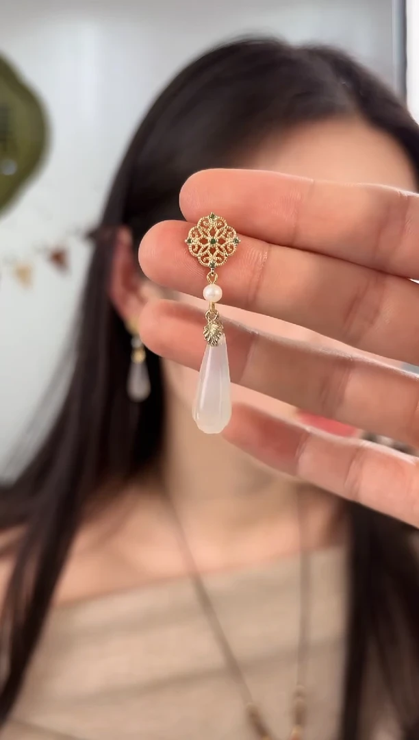 未镶嵌耳钉玛瑙/玉髓暗香浮动