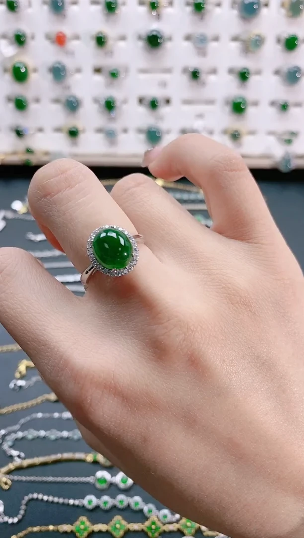 【闪购商品】翡翠戒指银S925镶嵌天然翡翠