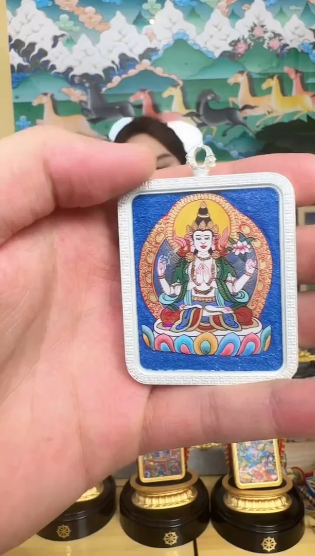 吊坠四臂-热贡纯手绘周毛